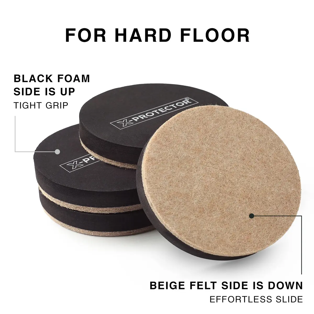X-Protector Heavy Duty Felt Furniture Sliders 24 pcs | Protects Hardwood Floors & Easy Moving (110 chars) - view 4