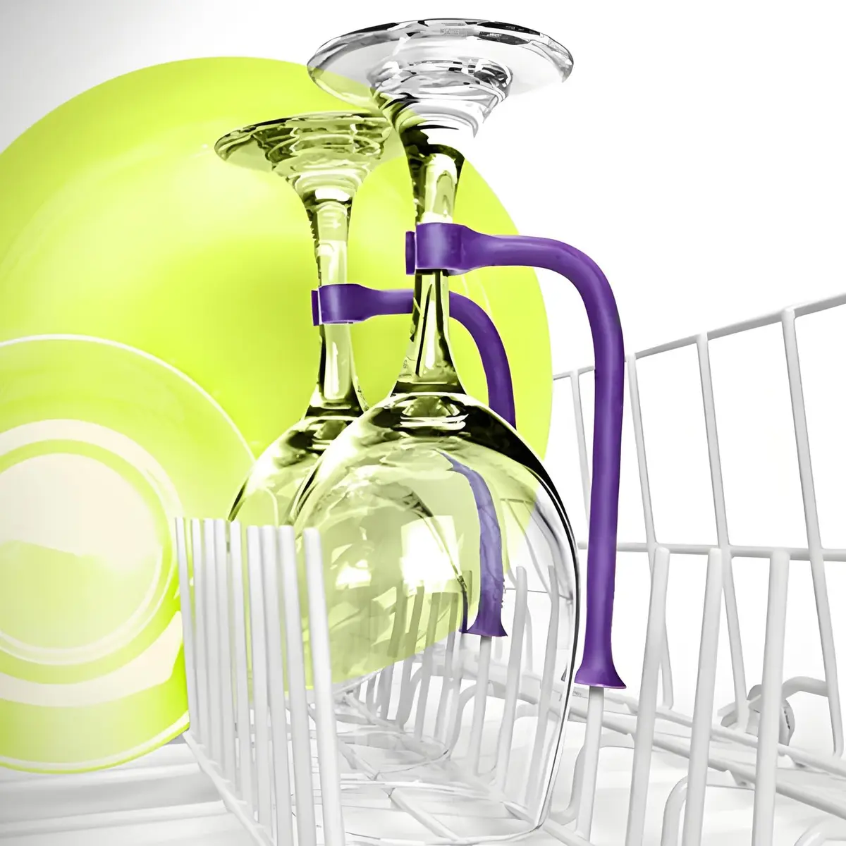 YouU Tether Silicone Dishwasher Stemware Saver 8 pcs | Flexible Wine Glass Protector - view 3