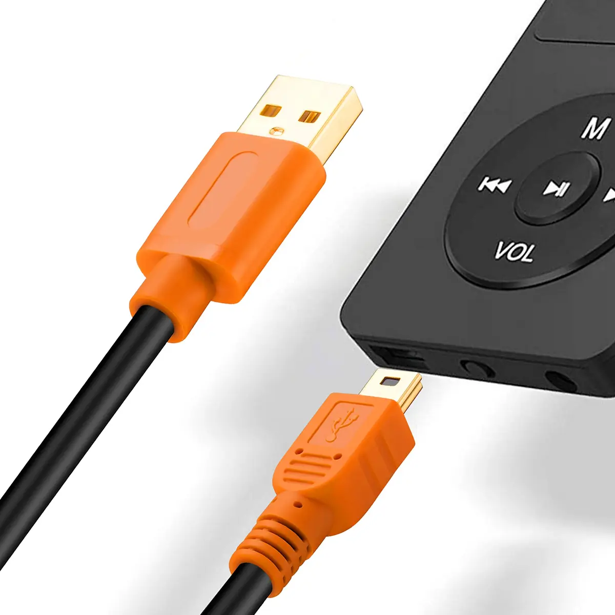Tan QY Mini USB Cable 20Ft (6M) Orange | USB 2.0 Type A to Mini B 5-Pin Male Cord for GoPro, Cameras, Phones, MP3 Players - view 4