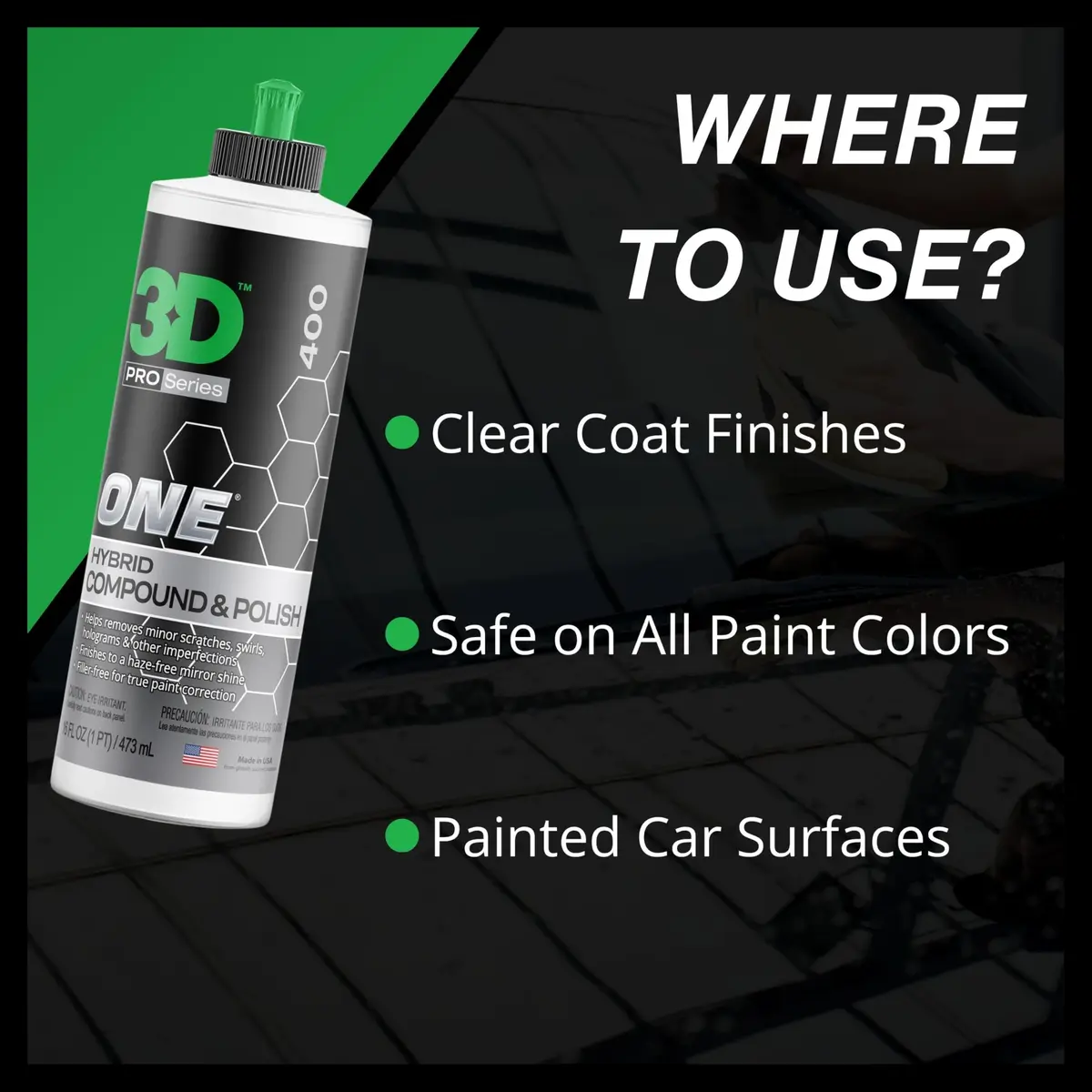 3D One Car Scratch & Swirl Remover Hybrid Rubbing Compound & Polish 8oz (237ml) | True Paint Correction for All Paint Types - view 8