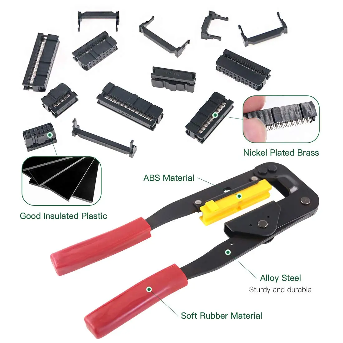 Keadic IDC Cable Connector Kit with Crimp Tool, 49 Pieces FC-10/16/20/26 Pin Female Header 2.54mm Pitch | For Flat Ribbon Cable Assembly - view 3
