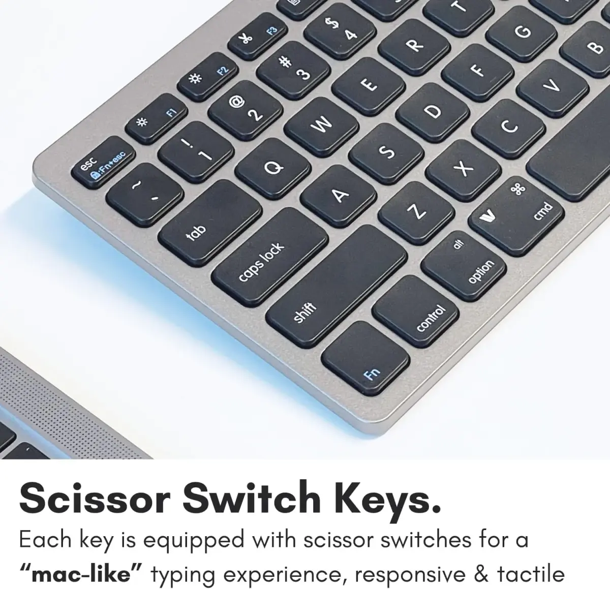 Macally SlimkeyCSG Wired USB Keyboard for Mac & Windows - 78 Scissor Keys, 13 Shortcut Keys, Compact Mini Design - Space Grey - view 6
