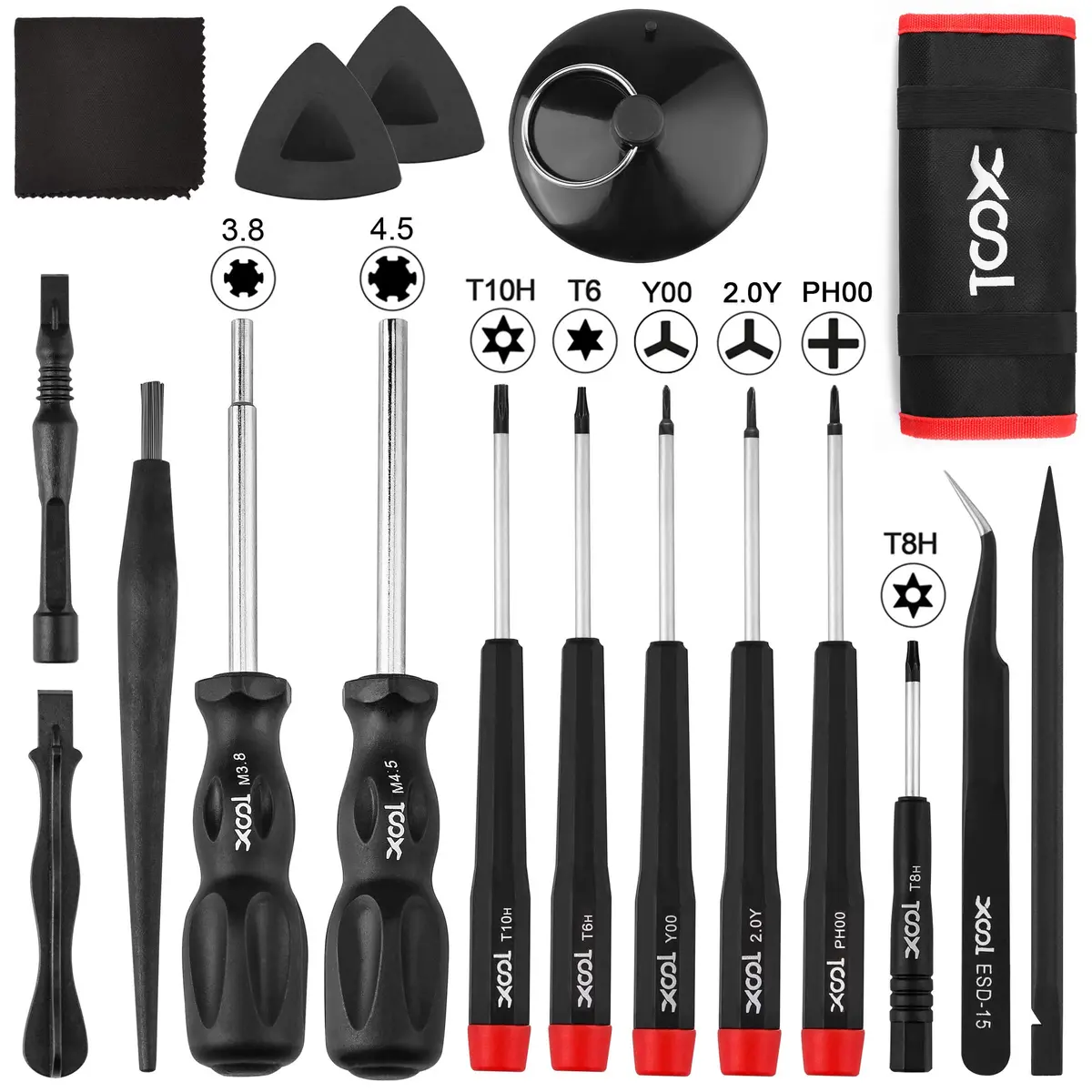XOOL 17-in-1 Gamebit & Tri-Wing Screwdriver Repair Tool Kit, Compatible with Nintendo Switch & Joy-Con, Game Boy, NES SNES, Wii DS GBA, 3.8mm & 4.5mm Gamebit, for Xbox & PlayStation Consoles - main product image