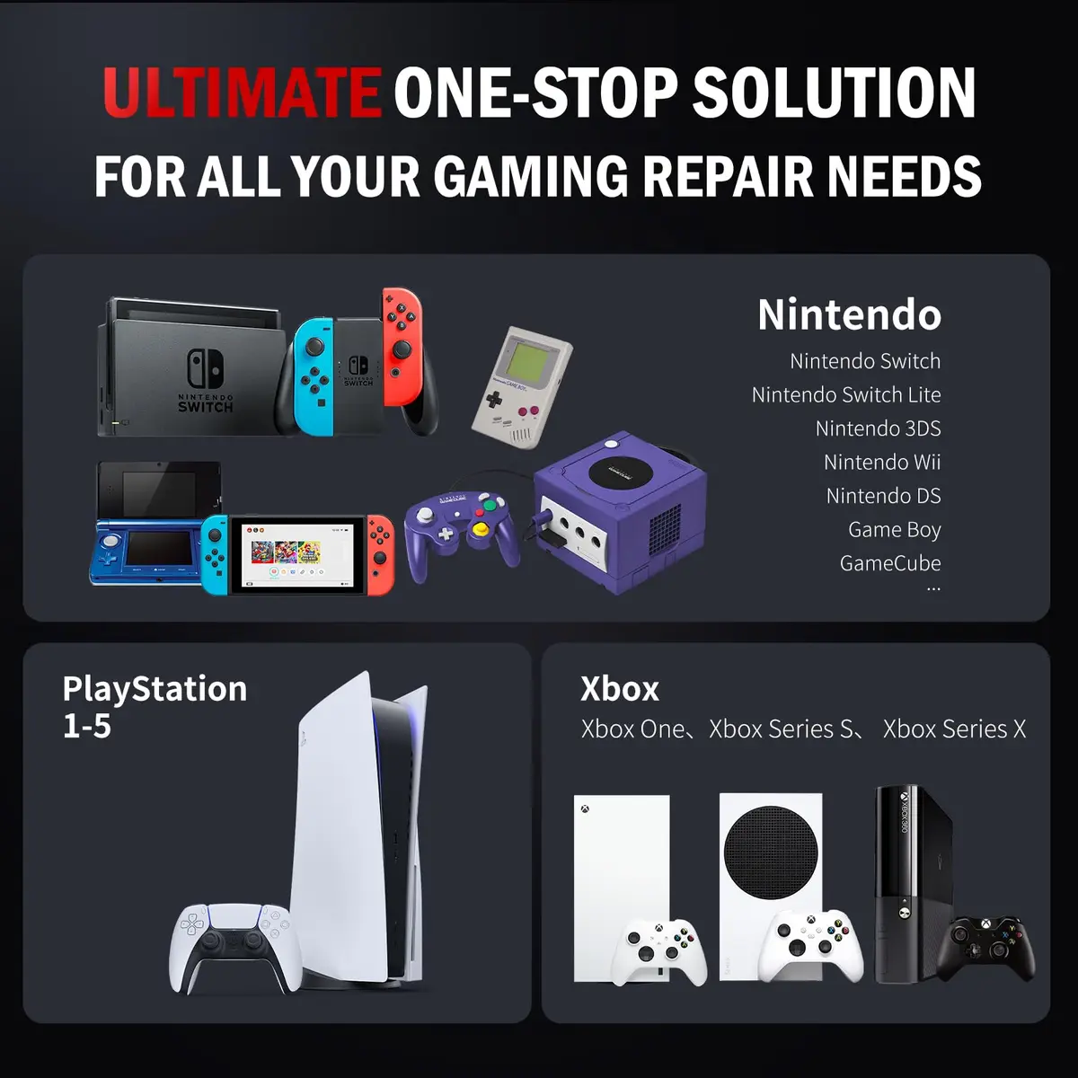 XOOL 17-in-1 Gamebit & Tri-Wing Screwdriver Repair Tool Kit, Compatible with Nintendo Switch & Joy-Con, Game Boy, NES SNES, Wii DS GBA, 3.8mm & 4.5mm Gamebit, for Xbox & PlayStation Consoles - view 2