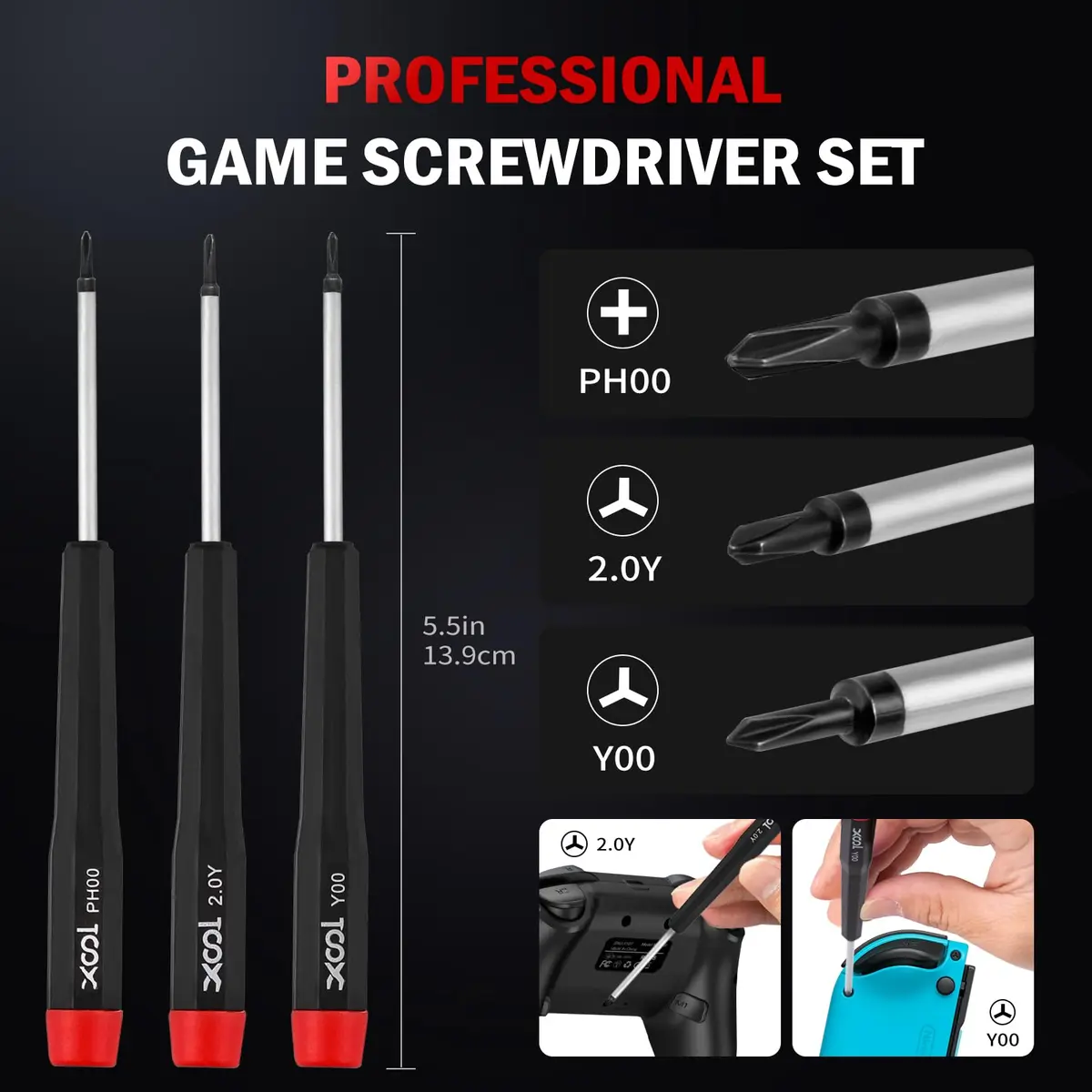 XOOL 17-in-1 Gamebit & Tri-Wing Screwdriver Repair Tool Kit, Compatible with Nintendo Switch & Joy-Con, Game Boy, NES SNES, Wii DS GBA, 3.8mm & 4.5mm Gamebit, for Xbox & PlayStation Consoles - view 3