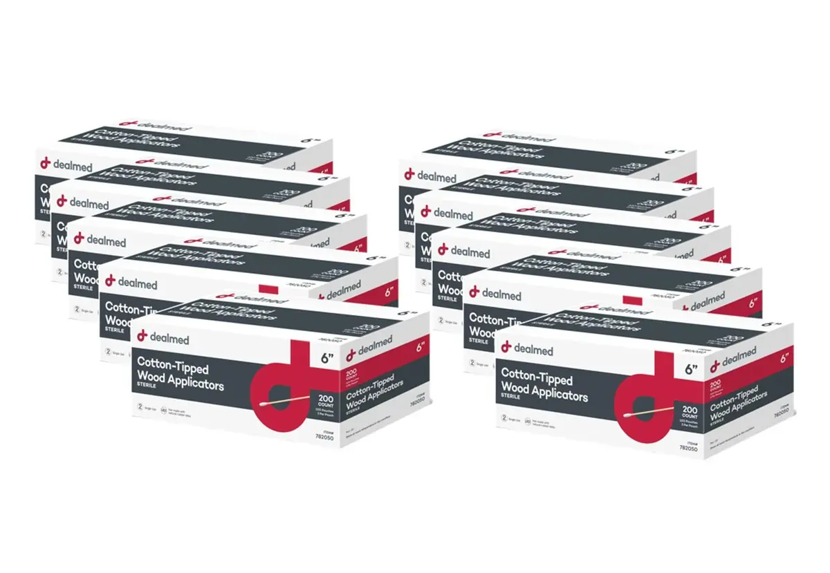 Dealmed 6 inch (15.24 cm) Sterile Cotton-Tipped Wood Applicators | 2000 Count Case for Medical Use - view 8