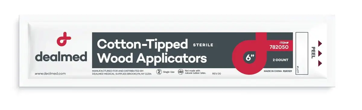 Dealmed 6 inch (15.24 cm) Sterile Cotton-Tipped Wood Applicators | 2000 Count Case for Medical Use - view 4