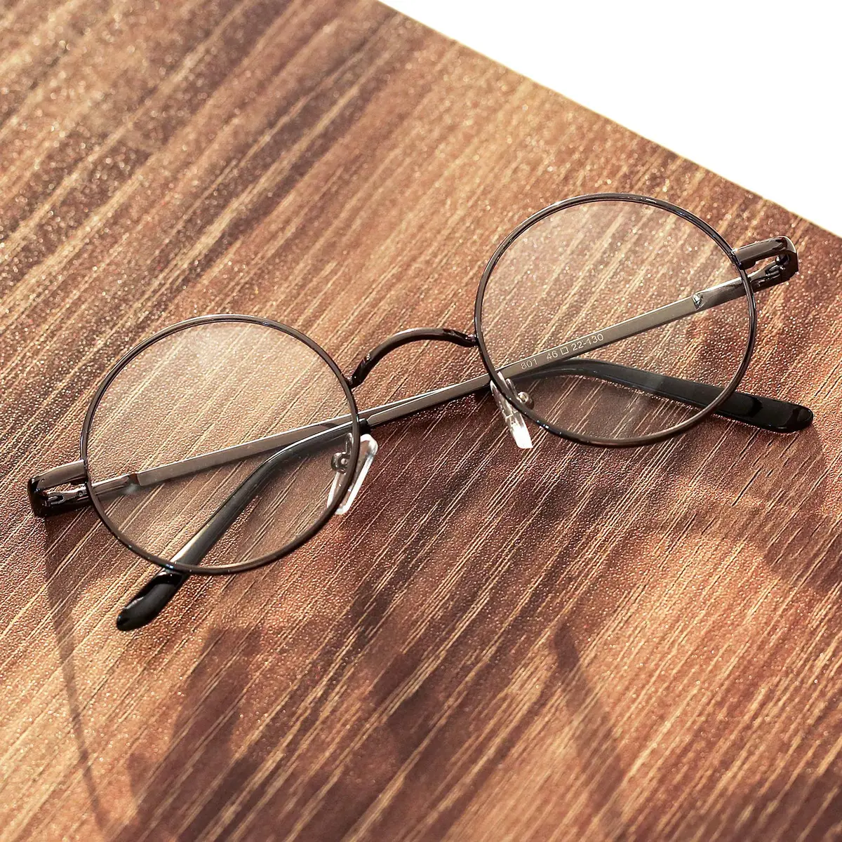 Pro Acme Non Prescription Clear Lens Glasses Retro Small Round Metal Frame (Gunmetal) | Classic Style with Comfortable Fit - view 6