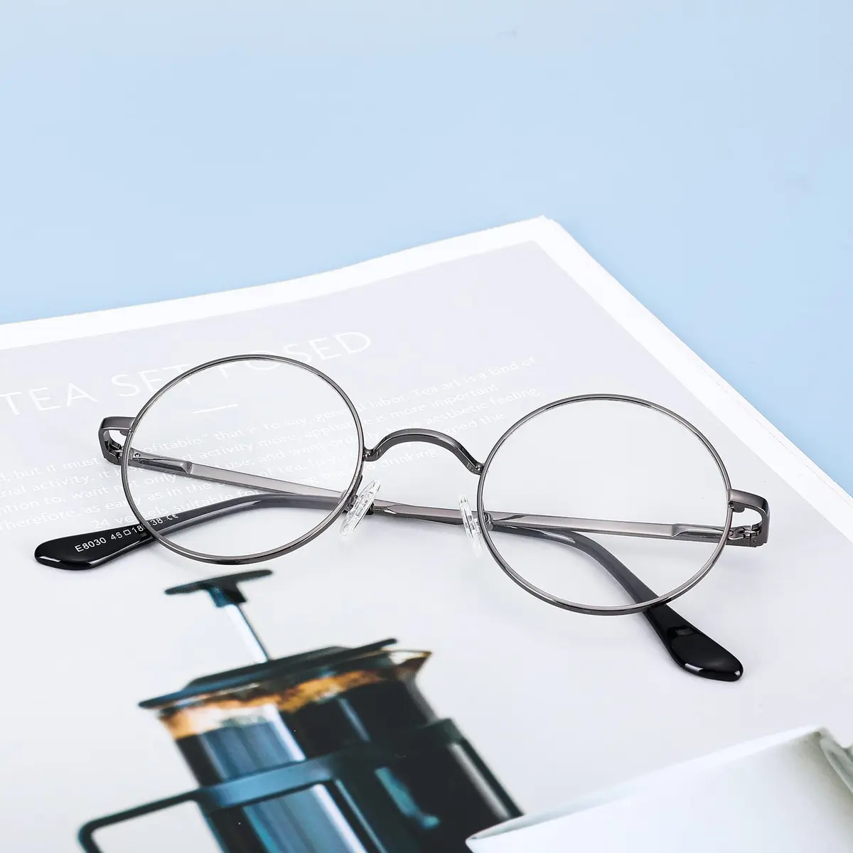 Pro Acme Non Prescription Clear Lens Glasses Retro Small Round Metal Frame (Gunmetal) | Classic Style with Comfortable Fit - view 8