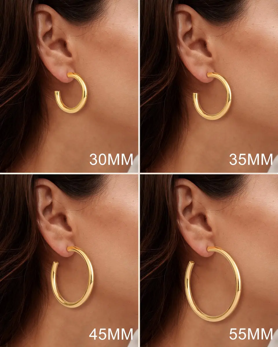 Howoo 14K Gold Plated Hoop Earrings for Women Chunky Hoop | Lightweight, Hypoallergenic, 55mm - view 3