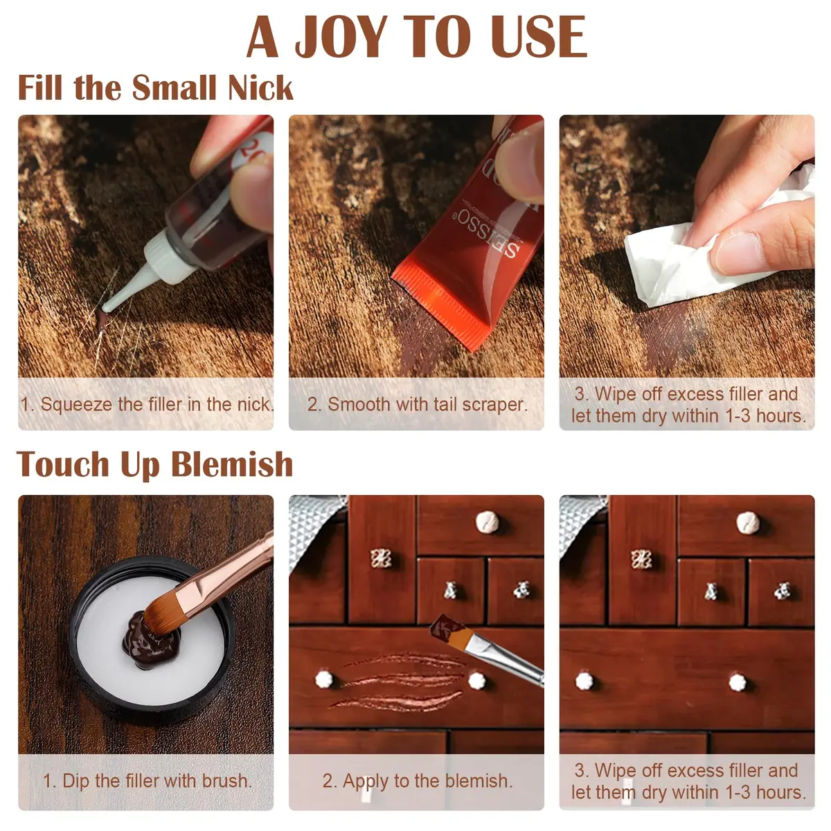 SEISSO 12 Colors Furniture Wood Floor Repair Kit | Scratch Cover & Filler for Wood Surfaces - view 2