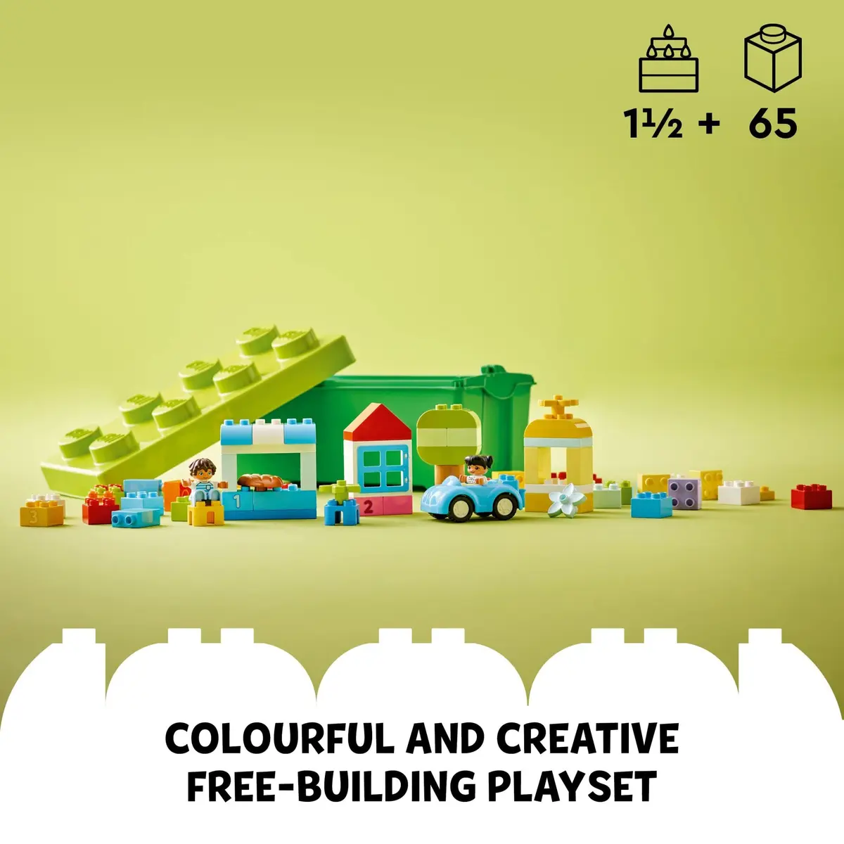LEGO DUPLO Classic Brick Box 10913 (65 Pieces, Multicolor) | Educational Toy Building Blocks for Ages 18 Months+ - view 2