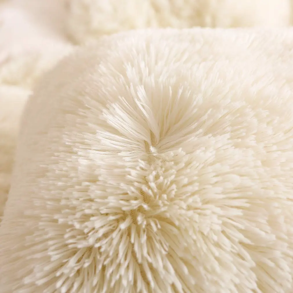 Uhamho Faux Fur Velvet Fluffy Bedding Duvet Cover Set Twin Cream | Ultra Soft & Warm - view 5