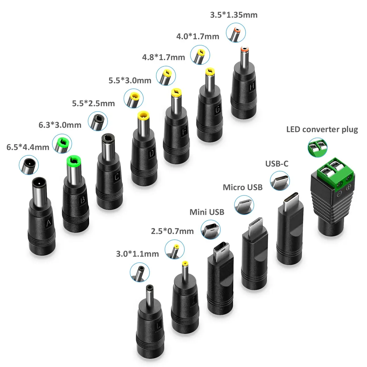 Belker Universal USB to DC 5V Power Cord with 13 Tips | 1.5M Black Cable for 5V Devices - view 3