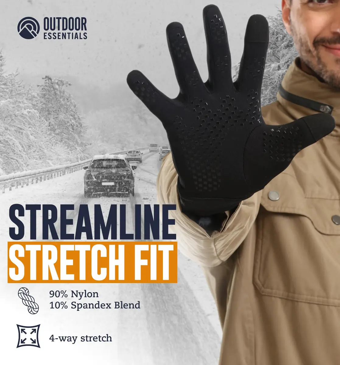 OutdoorEssentials Touchscreen Winter Gloves Black | Unisex Cold Weather Gloves for Men Women - view 5