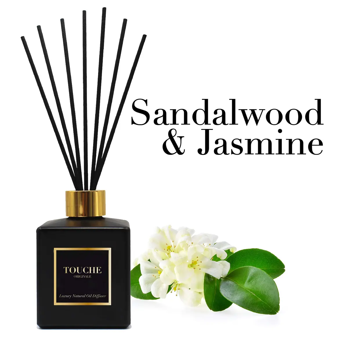 TOUCHE ORIGINALE Natural Reed Diffuser 120ml | Long Lasting Sandalwood & Jasmine Aroma - view 2