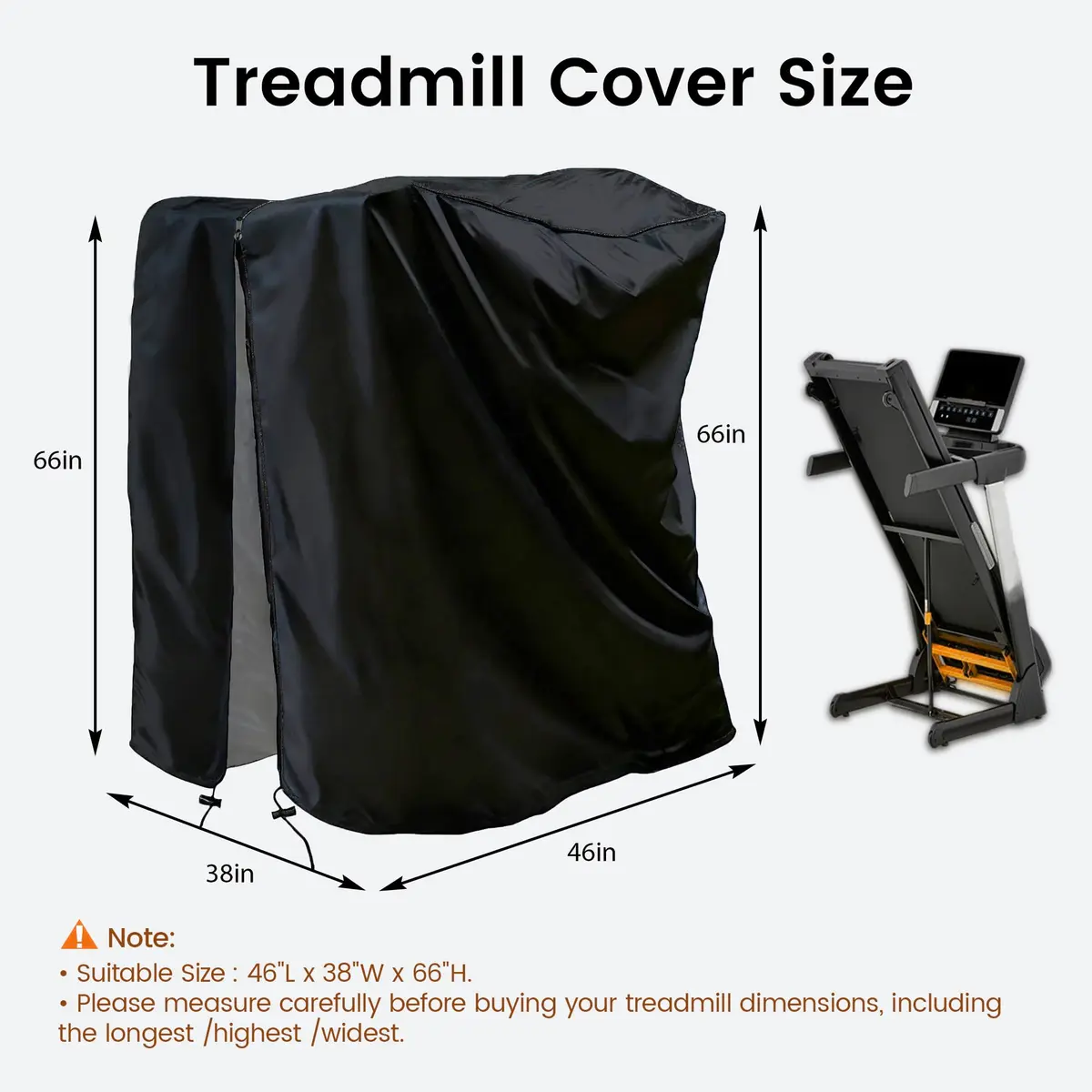 MaWGcowerd Folding Treadmill Cover Black 117cm (46" L x 38" W x 66" H) | Protects Fitness Machines from Dust, Water, and UV Rays - view 2