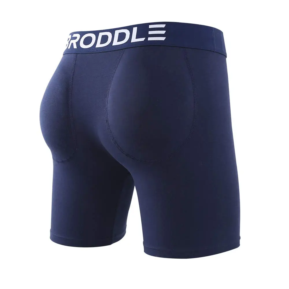 BRODDLE Men's Padded Boxer Briefs with Butt Enhancers Navy Blue XX-Large | Low Rise Cotton Blend - main product image