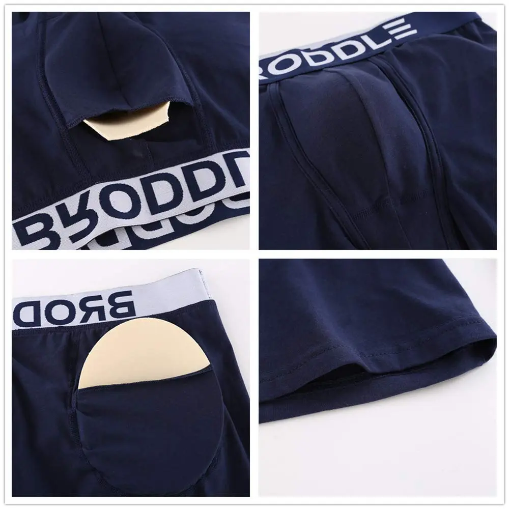 BRODDLE Men's Padded Boxer Briefs with Butt Enhancers Navy Blue XX-Large | Low Rise Cotton Blend - view 6