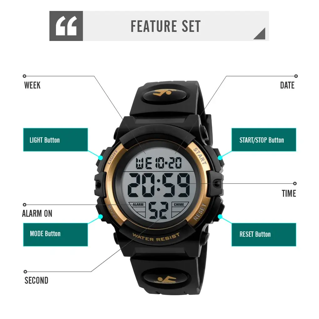 Dayllon Kids Digital Watch Boys Outdoor Sports 50M Waterproof 12/24H Alarm Calendar for Ages 3-15 | Gift - view 3