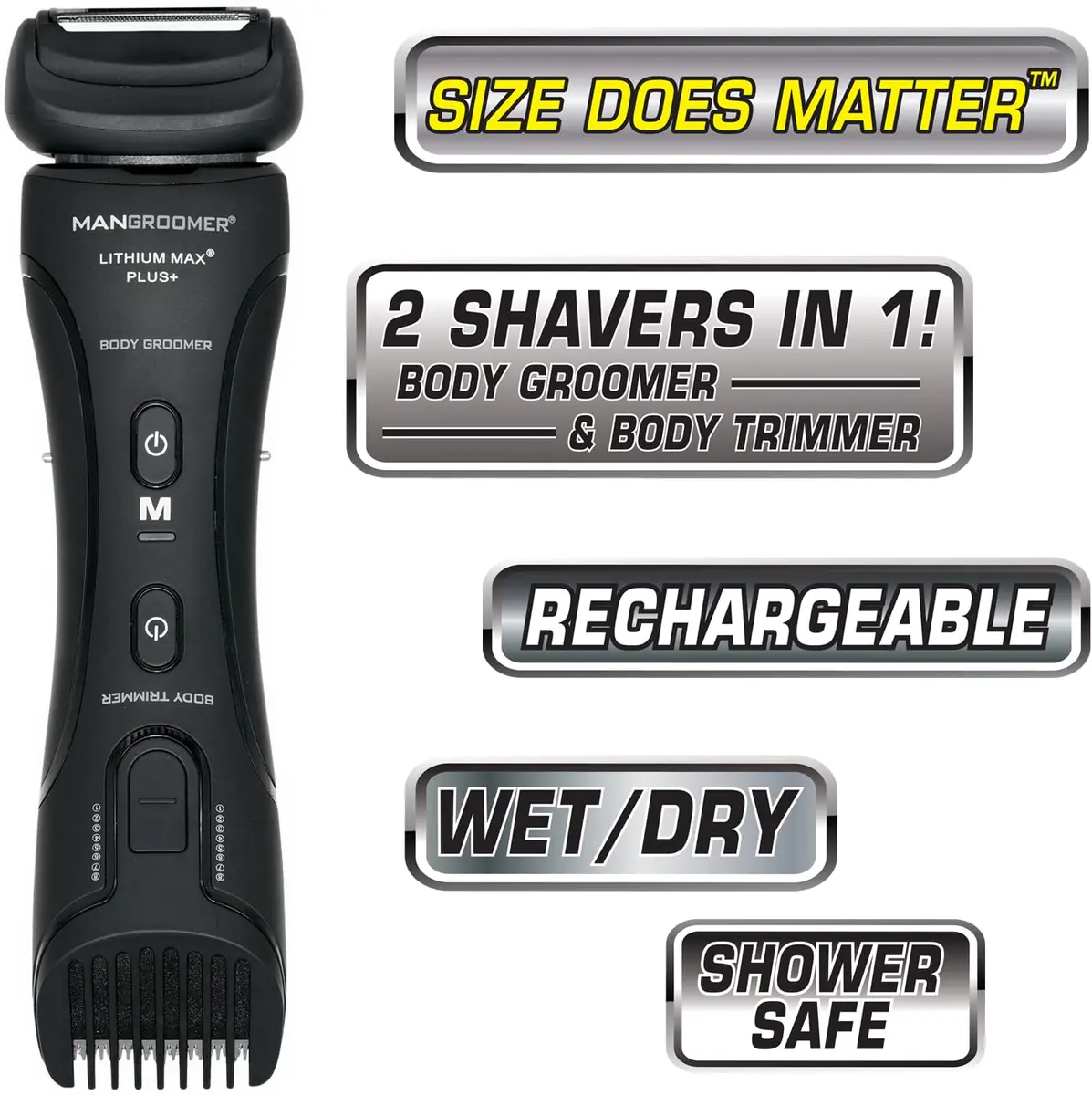 MANGROOMER Lithium Max Plus Body Groomer, Ball Groomer, Body Trimmer | Advanced Wet/Dry Grooming for Men - view 2