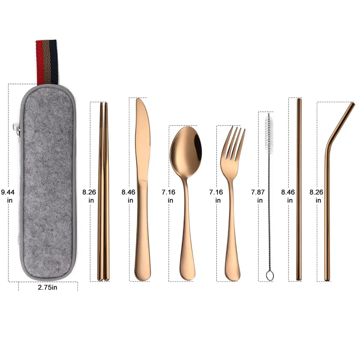 DEVICO Full-Size Travel Silverware Set with Case | Durable Stainless Steel Flatware for Camping & Work - view 2