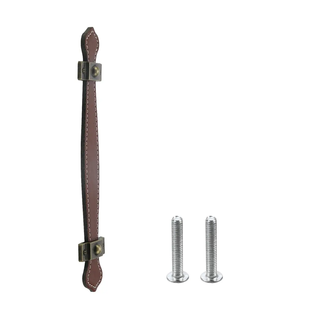 MY MIRONEY Set of 4 Brown Surface Leather Handles, 5 Inch (128mm) | Durable Cabinet & Drawer Pulls - view 2