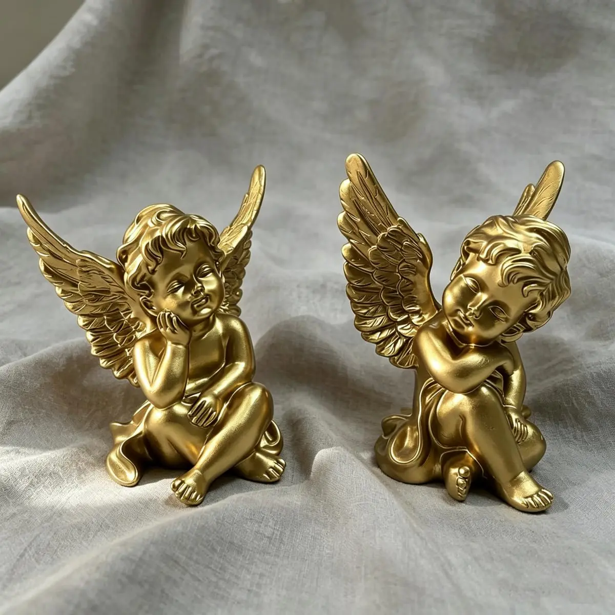 Artgenius Gold Angel Figurine Set 10.16cm (4"H) | Hand-Painted Resin Sculptures for Home Decor - main product image