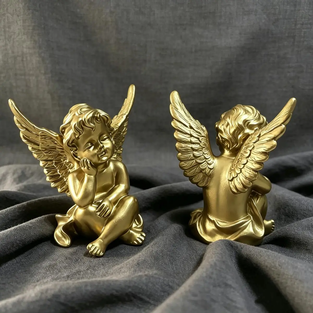 Artgenius Gold Angel Figurine Set 10.16cm (4"H) | Hand-Painted Resin Sculptures for Home Decor - view 6