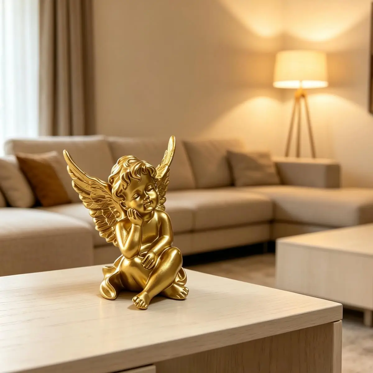 Artgenius Gold Angel Figurine Set 10.16cm (4"H) | Hand-Painted Resin Sculptures for Home Decor - view 7