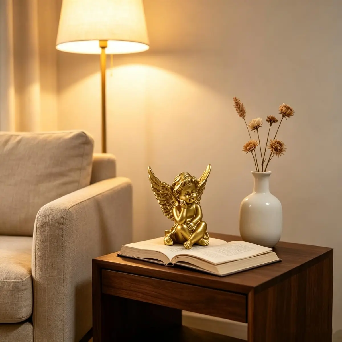 Artgenius Gold Angel Figurine Set 10.16cm (4"H) | Hand-Painted Resin Sculptures for Home Decor - view 8