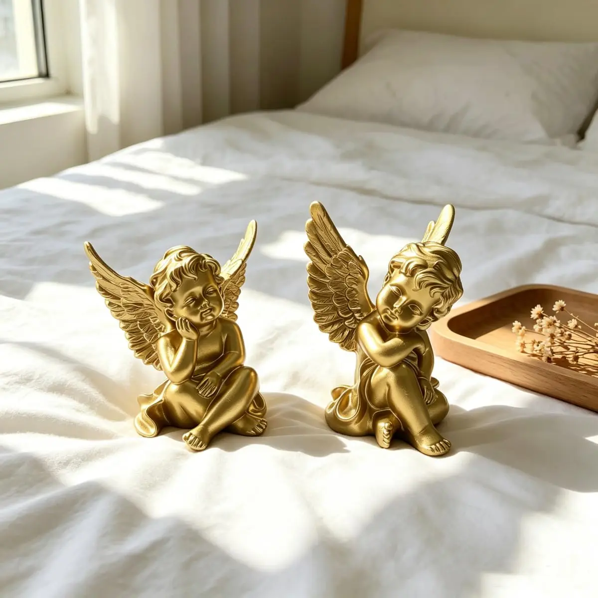Artgenius Gold Angel Figurine Set 10.16cm (4"H) | Hand-Painted Resin Sculptures for Home Decor - view 4