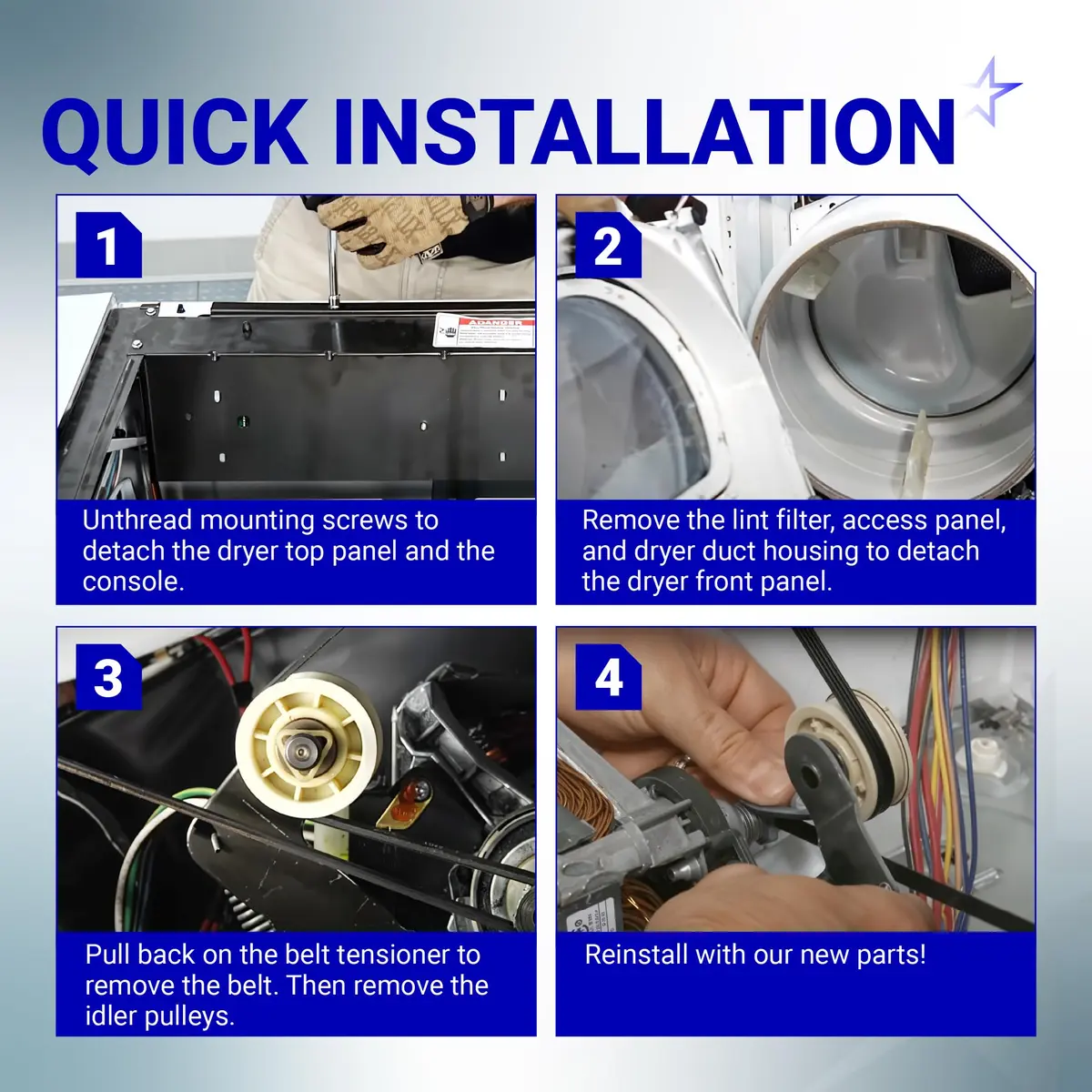 BlueStars Dryer Belt & Pulley Kit 93.5in | Compatible with Whirlpool, Kenmore, Maytag (93.5 in, Rubber) - view 5