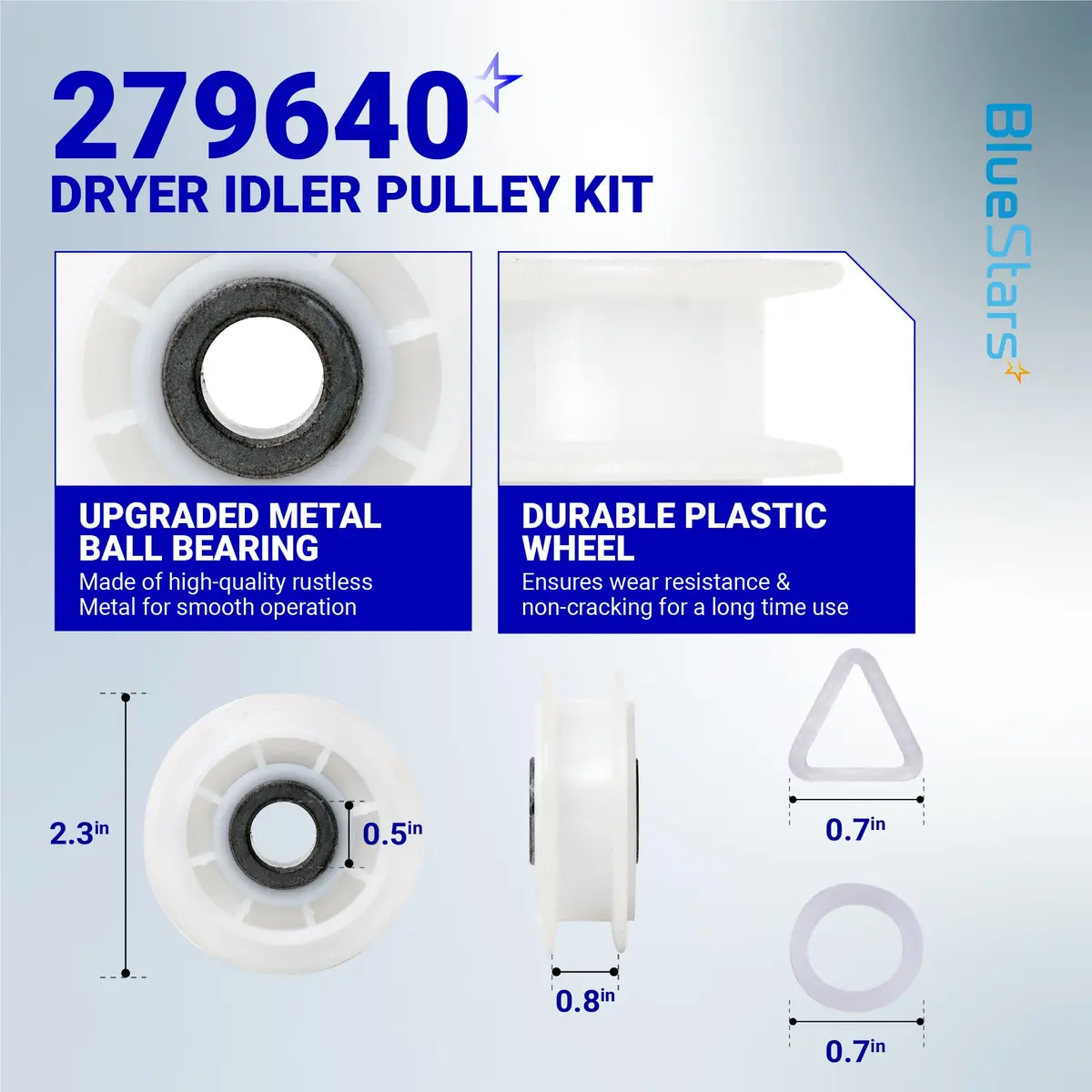 BlueStars Dryer Belt & Pulley Kit 93.5in | Compatible with Whirlpool, Kenmore, Maytag (93.5 in, Rubber) - view 3