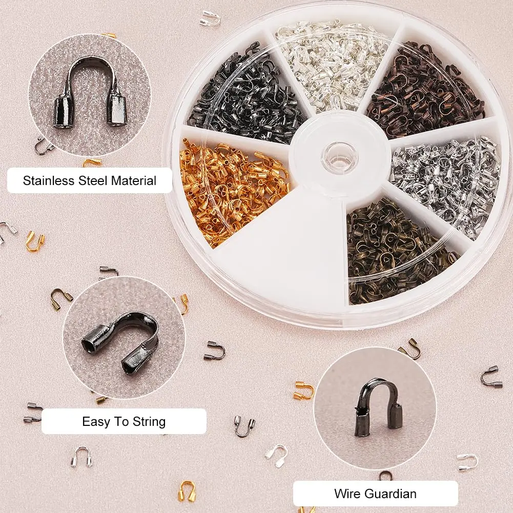 PH PandaHall Jewelry Wire Protectors 900pcs Brass Wire Guardians for Jewelry DIY Craft (6 Colors, 4mm x 5mm) - view 4