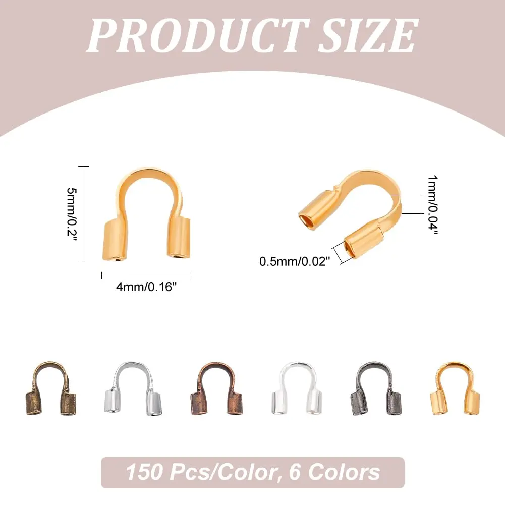 PH PandaHall Jewelry Wire Protectors 900pcs Brass Wire Guardians for Jewelry DIY Craft (6 Colors, 4mm x 5mm) - view 2