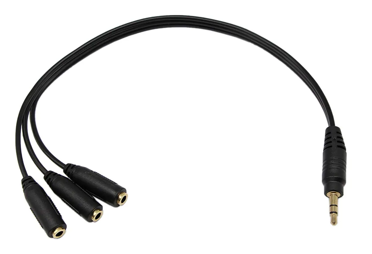 Qaoquda 3.5mm Stereo Audio Splitter Cable 1FT Gold Plated | 3-Output AUX Splitter for Headphones & Devices - main product image