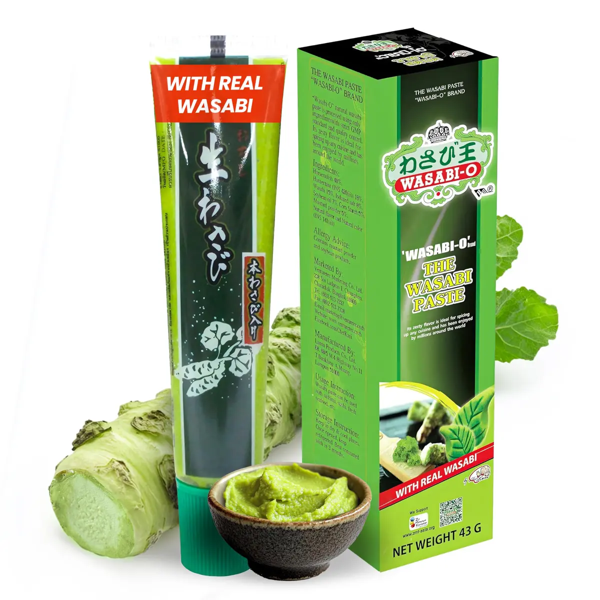 WASABI-O Real Wasabi Paste, Mild Heat | Authentic Japanese Wasabi Root, Squeeze Tube - main product image