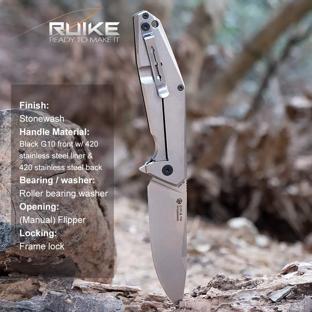 Ruike Folding Pocket Knife,Frame Lock,8Cr13mov Steel,8.62in | Tactical Camping EDC Tool for Men & Dad - view 6