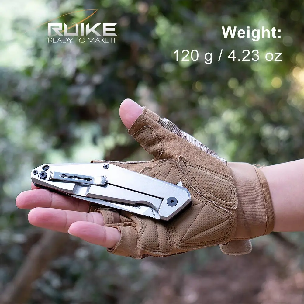 Ruike Folding Pocket Knife,Frame Lock,8Cr13mov Steel,8.62in | Tactical Camping EDC Tool for Men & Dad - view 3