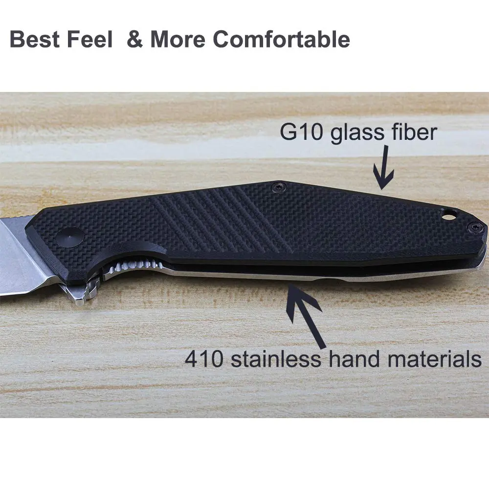 Ruike Folding Pocket Knife,Frame Lock,8Cr13mov Steel,8.62in | Tactical Camping EDC Tool for Men & Dad - view 4