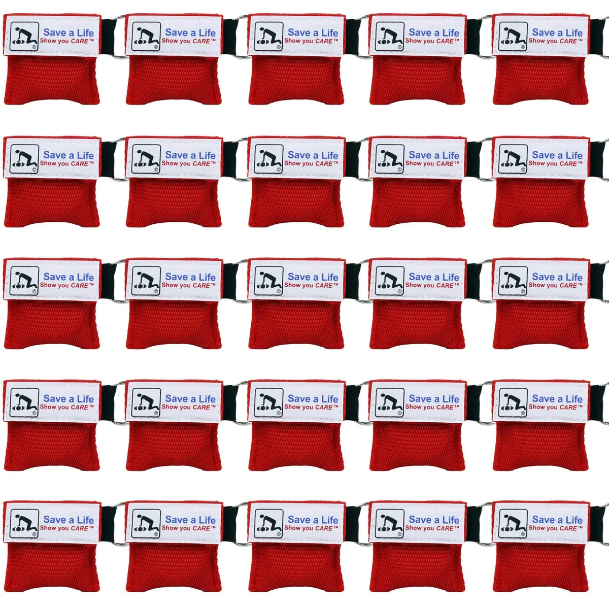 American CPR Rescue Face Shield Keychain Mask, 25-Pack | One Way Valve for CPR & AED Training - main product image