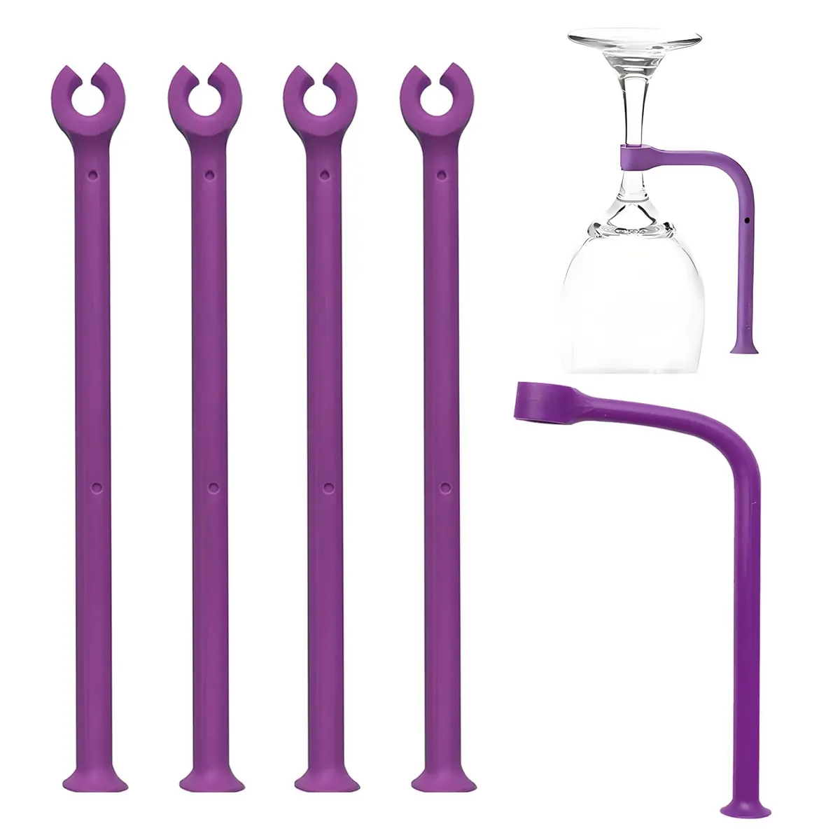 YouU Tether Silicone Dishwasher Stemware Saver 4 pcs | Flexible Wine Glass Protector - main product image