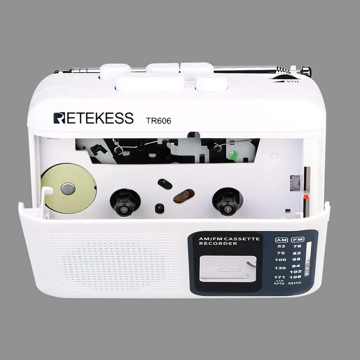 Retekess TR606 Cassette Player Recorder with AM/FM Radio & Built-in Microphone (White) | Portable Audio Player - view 4