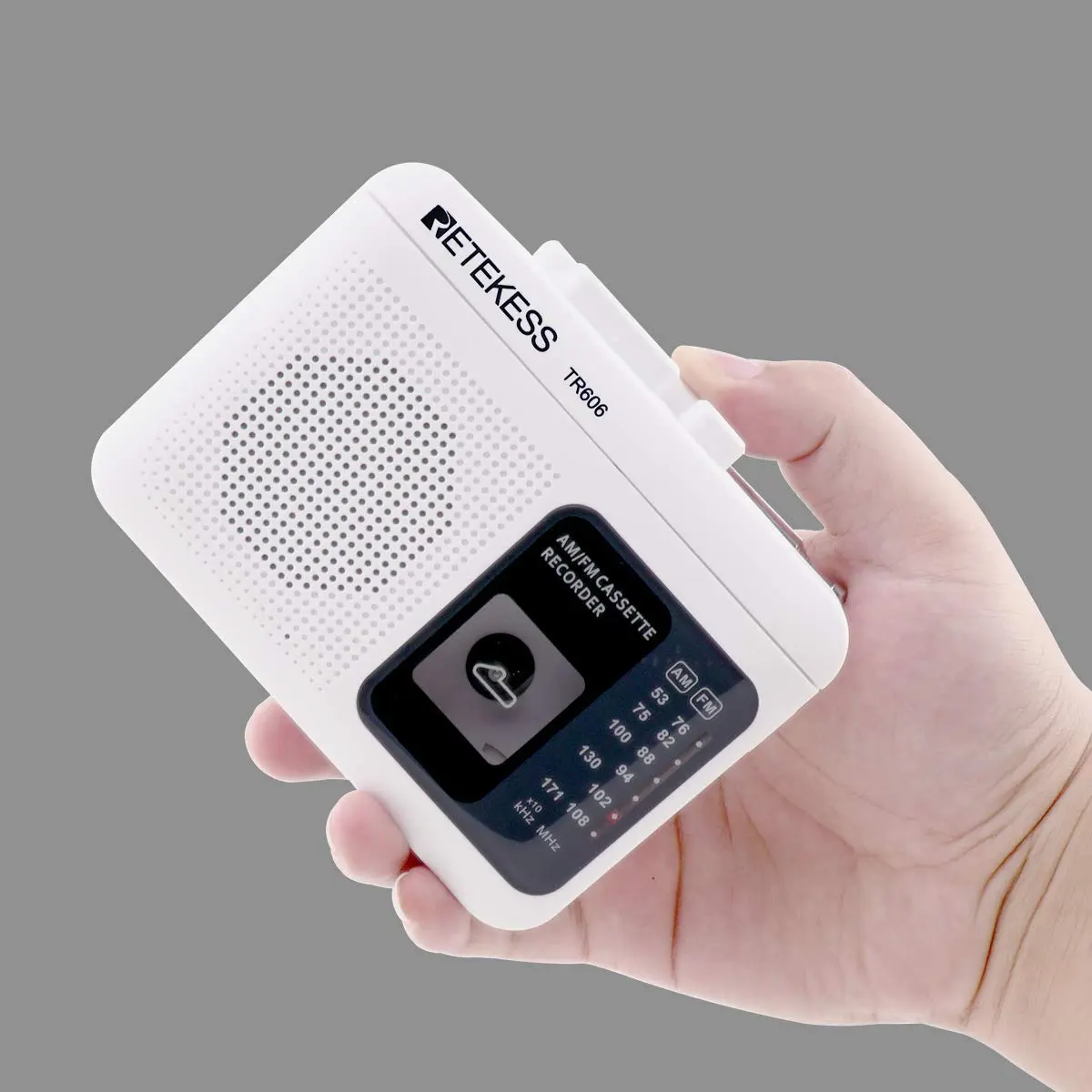 Retekess TR606 Cassette Player Recorder with AM/FM Radio & Built-in Microphone (White) | Portable Audio Player - view 8
