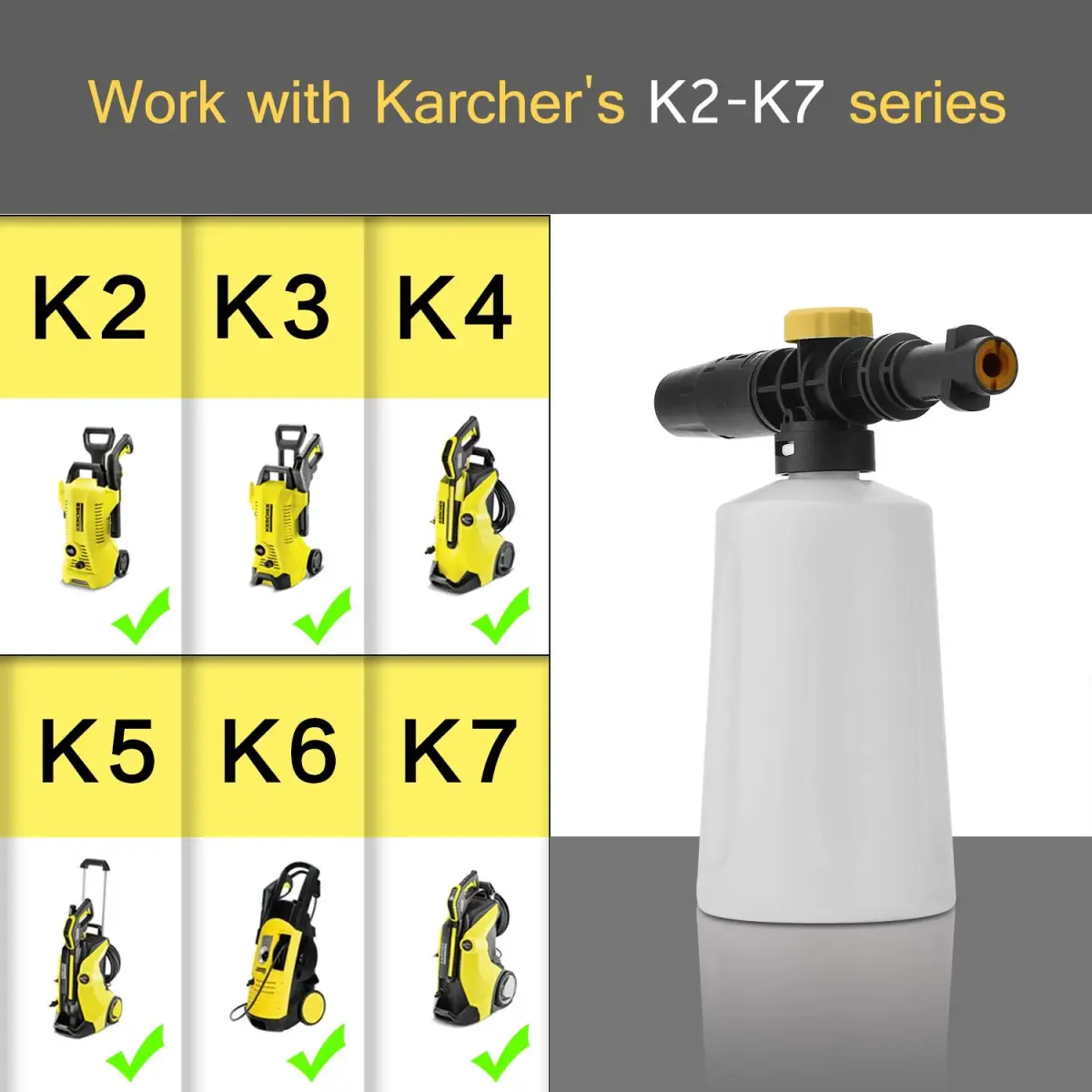 FUNTECK Foam Cannon Lance for Karcher K2-K7 Pressure Washer, 700ml (23.67 Fl Oz) | Creates Thick Foam for Car Washing - view 2