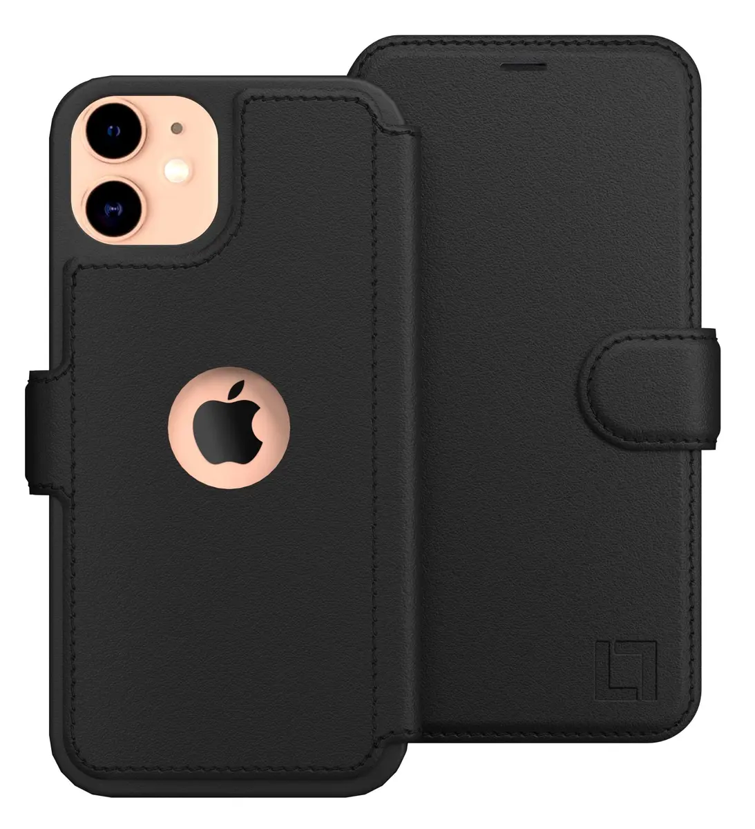 LUPA Legacy iPhone 11 Wallet Case with Card Holder - Black | Slim Faux Leather Flip Cover - main product image