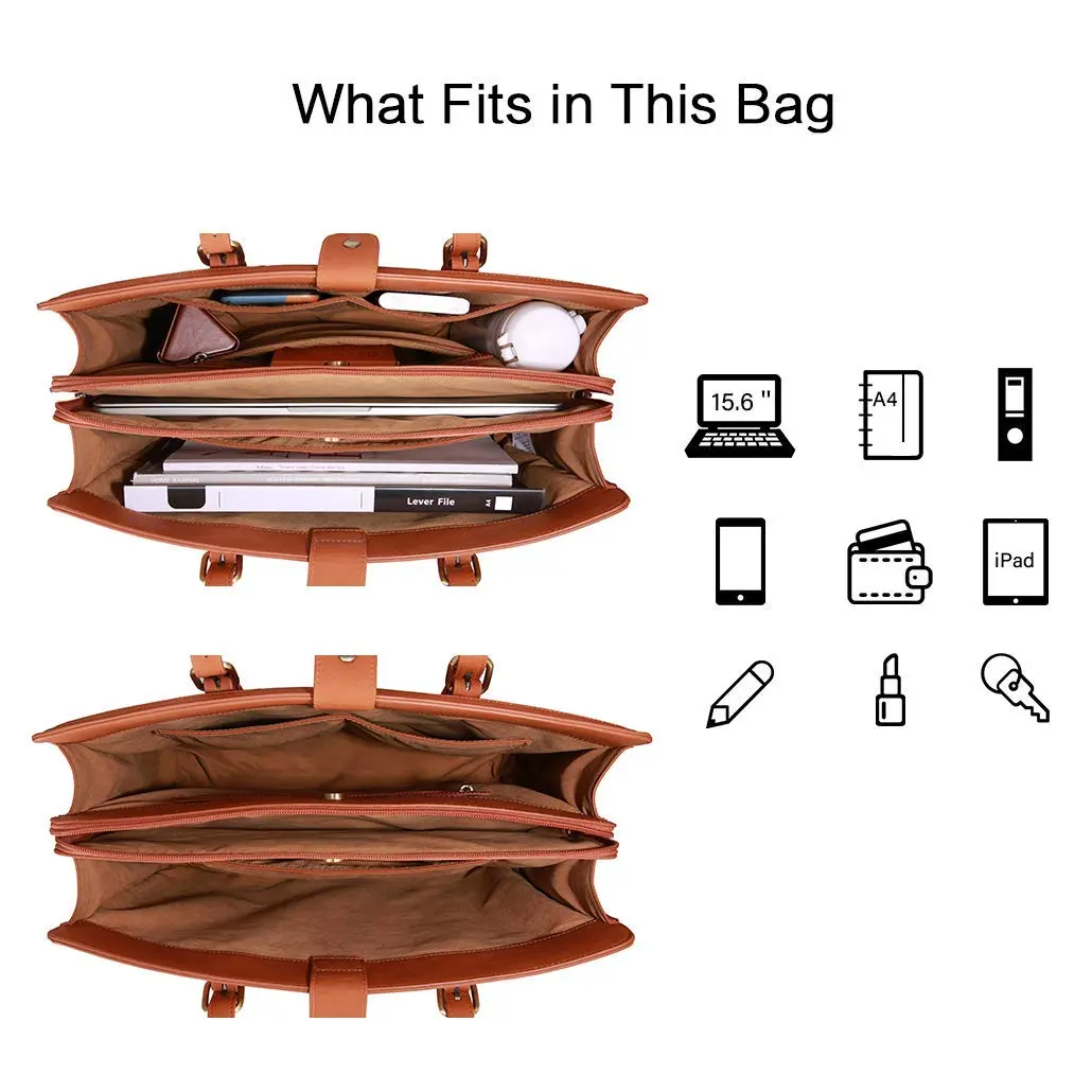 ECOSUSI Laptop Bag for Women 15.6 Inch | Large Capacity with 3 Compartments - view 4