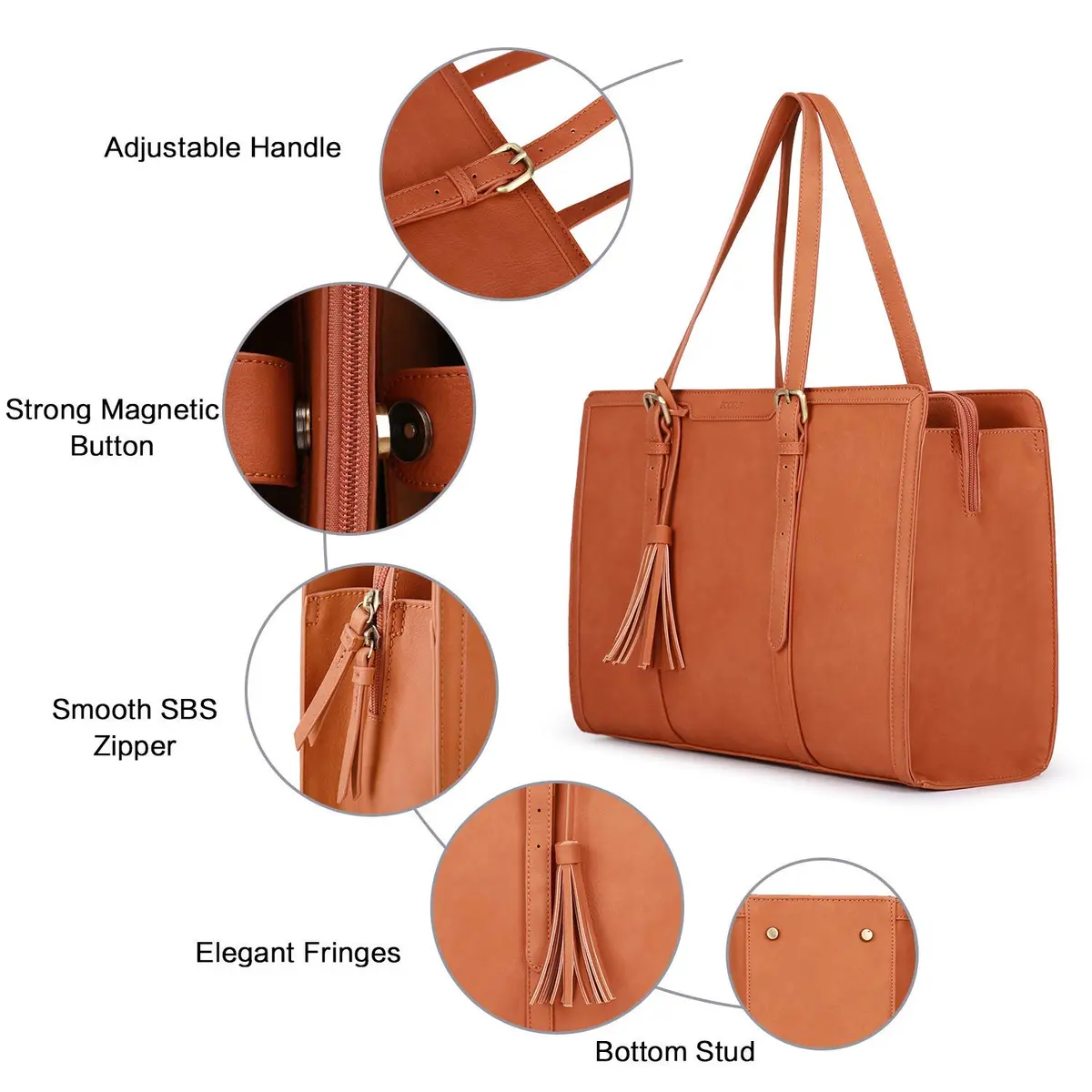ECOSUSI Laptop Bag for Women 15.6 Inch | Large Capacity with 3 Compartments - view 5