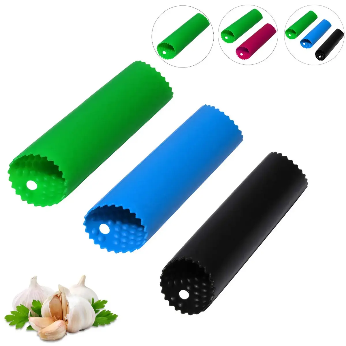 Sinnsally Silicone Garlic Peeler Roller Keeper 5.5 inches (1.4 inches Width) | Easy Quick Garlic Skin Remover - main product image